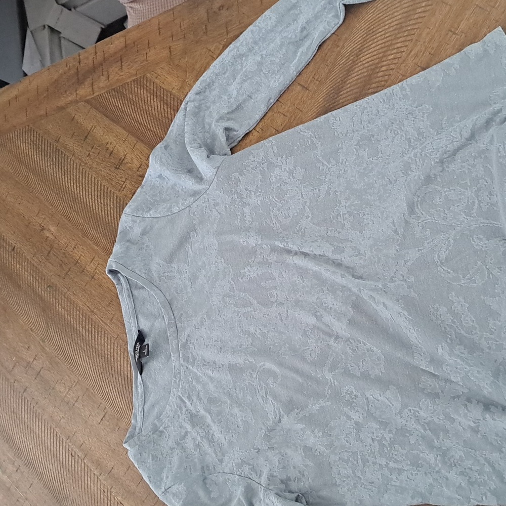 Simply Vera Vera Wang Soft Gray Patterned Long Sleeve Top